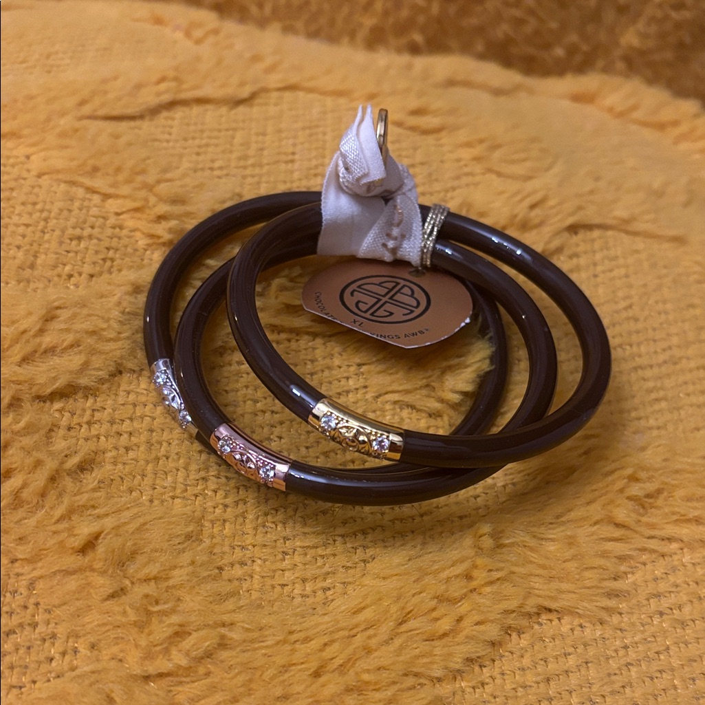 Set Of 3 Budhagirl Three Kings All Weather Bangles In Brown Tone